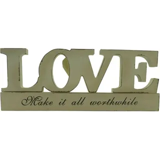 Romantischer, großer Schriftzug 'LOVE' aus hochwertigem Holz in Shabby weiß