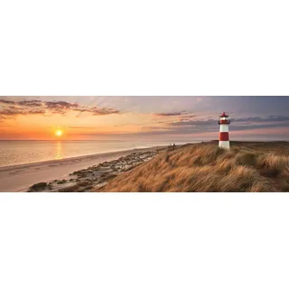 Deco-Panel REINDERS "Leuchtturm Sonnenuntergang", orange (farbe bild(er): natur, orange), B:90cm H:30cm, Hartfaserplatte, MDF, Bilder, Deco-Panel
