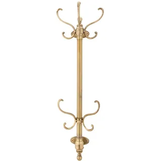 Signature Kleiderhaken mit 8 Messinghaken - 45/18/139 cm , Goldfarben , Metall , 18x139x45 cm , Garderobe, Garderobenhaken, Hakenleisten