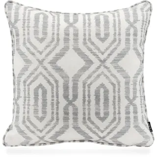 Dekokissen H.O.C.K. "Toledo", grau (beige, grau, hellgrau, gemustert), B:45cm H:10cm L:45cm, Leinen, Polyester, Dekokissen_Sitzkissen_Kissenhüllen, Dekokissen, Outdoor, Ikat-Muster, schmutz-& wasserabweisend, mit Reißverschluss