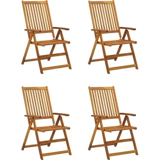 vidaXL Hochlehner Verstellbar 4 Stk. mit Auflagen Massivholz Akazie - Braun