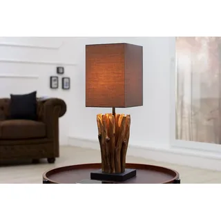 Licht-Erlebnisse Tischleuchte Kelebi 45cm Treibholz Leinen Grau-Braun Natur E14