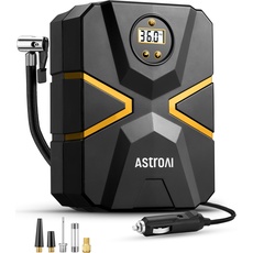 AstroAI Luftkompressor luftpumpe Auto 150 PSI Autoreifen Kompressor 12V mit Echtzeit-Digitalbildschirm Automatische Pumpe und Abschaltung für Auto, Fahrräder, Motorrad, Ball(Gelb)