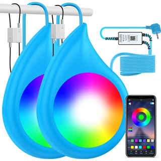 LyLmLe 40W Poolbeleuchtung LED Doppel-Licht mit 6,5m Kabel für Jedes Licht, RGB Poolscheinwerfer mit Magnet für Stahlwandpool, IP68 Wasserdicht Dimmbar Farbwechselnde Unterwasser Poollicht mit APP,12V