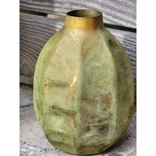 Metallvase Nivo, oval, antik grün