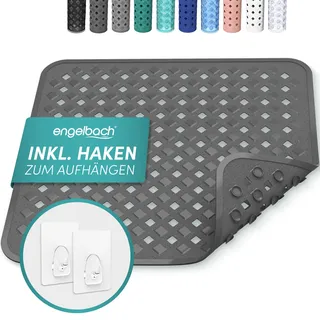 Engelbach® Duschmatte rutschfest 53x53cm inkl. 2 Haken - Antibakteriell & BPA-frei - Duscheinlage, Antirutschmatte - Waschmaschinen geeignet und schimmelresistent
