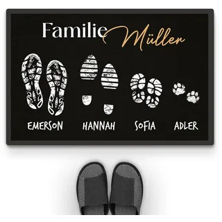 Geschenke Mall Personalisierte Fußmatte Die Familie, Fussmatte Mit Namen, Fussmattes Personalisiert Familie, Fußmatte Selbst Gestalten, Fussmatte Familie personalisiert (#5 Mitglieder)