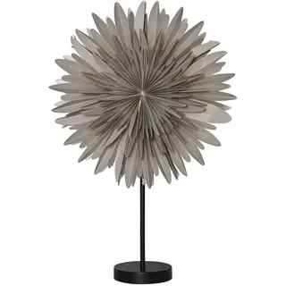 EGLO Tischlampe mit Weihnachtsstern Winter Dekostern | beleuchtet aus Papier in Beige mit Standfuß aus Metall in Schwarz, 3D Fenster-Leuchtstern stehend mit Kabel, E14 Fassung