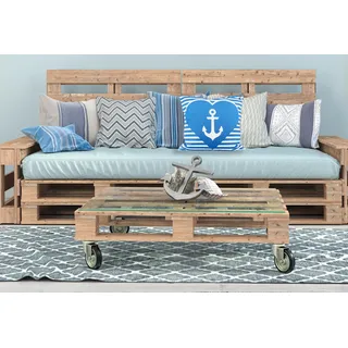 Queence Kissenbezug Anker 50 x 50 cm Blau