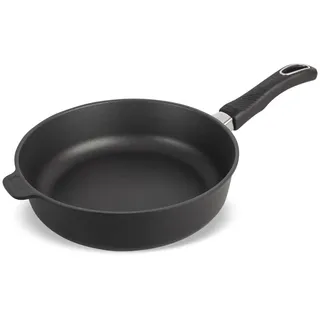 Original Gundel GUSS-BRATPFANNE INDUKTION hoch, Ø 26 cm, Höhe 7,5 cm, Pfanne hoher Rand BIOTAN-Oberfläche, PFOA-frei, Akku-Therm Boden - abnehmbarer Designer-Stiel