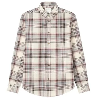 SPRINGFIELD Herren Camisa Cotton Slub Cuadros Grandes Hemd, Weiß Bedruckt, L