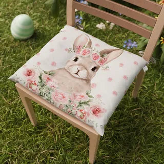 PETTI Artigiani Italiani - Kissen für Küchenstuhl, Ostern, Set mit 6 Kissen für Küchenstühle, Stuhlhussen Ostern Küche aus Mikrofaser mit Digitaldruck und Bändern, 100% Made in Italy