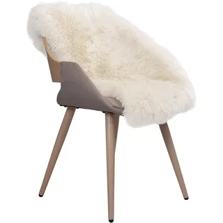 WOLTU Öko Lammfell Schaffell Teppich, Echtes Naturfell Weich Flauschig, Wollteppich für Wohnzimmer Schlafzimmer Kinderzimmer als Bett-Vorleger oder Matte für Stuhl Sofa, Weiß, (90-100) x 60cm