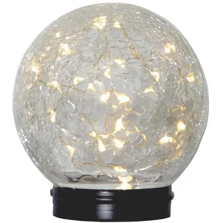 Star Trading Dekoleuchte Glas Metall 13,0 cm inkl. Dämmerungssensor silber