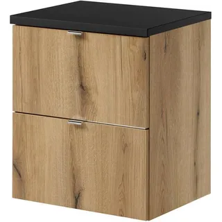 [en.casa] Waschbeckenunterschrank Skelbolu 50x60x40cm Eichenoptik/Schwarz