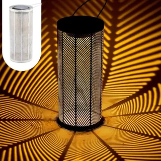 Marrakesch Orient & Mediterran Interior Marrakesch Solarlaternen Solarlampen für außen mit Henkel aus Metall 30cm Groß | Boho Deko Outdoor Solar LED Laterne Wetterfest Bamba Weiss IP65 Wasserdicht als Gartendeko im Garten