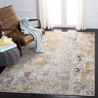 SAFAVIEH Modern Teppich für Wohnzimmer, Esszimmer, Schlafzimmer - Madison Collection, Kurzer Flor, Grau und Gold, 122 X 183 cm