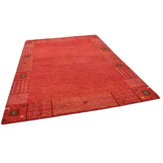 Wollteppich THEKO "Denver 1999", rot, B:250cm H:16mm L:350cm, Schurwolle, Teppiche, Wollteppich, reine Wolle, Gabbeh Design, handgeknüpft, mit Bordüre