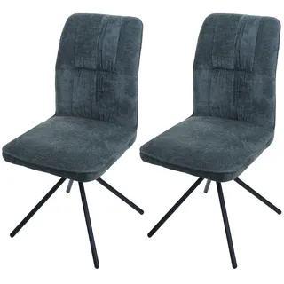 Mendler Esszimmerstuhl HWC-N99 Stoff blau/grün 2er Set