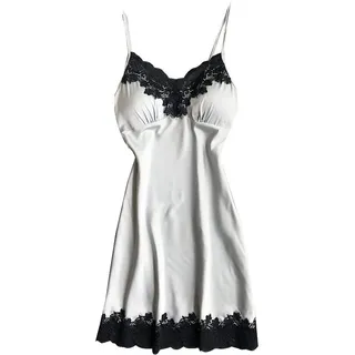 Negligee Sexy Nachtwäsche Satin Nachthemd Damen Kurzes Nachtkleid V-Ausschnitt Babydoll Spitze Dessous Sexy Lingerie Spaghetti Träger Kleid Kurz Basic Unterkleid mit Gepolsterten
