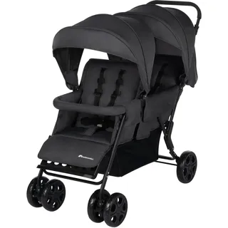 Bebeconfort Teamy Zwillings-Kinderwagen, Kompatker Geschwister-Kinderwagen, nutzbar ab der Geburst bis ca. 4 Jahre, 0-22 kg, Mineral Graphite