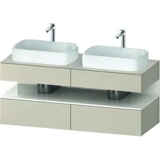 Duravit Qatego Konsolenwaschtischunterbau, 2 Auszüge, 2 Schubkästen, 2 Ausschnitte, 1400x550x600mm, Nische Weiß Hochglanz, QA4767022, Farbe: taupe supermatt