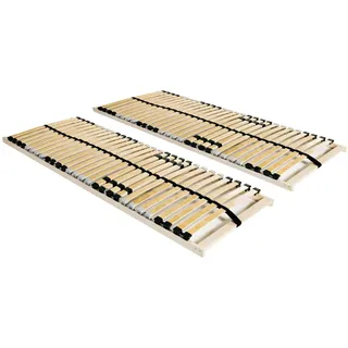 vidaXL Lattenroste 2Er Set Mit 28 Latten 7 Zonen 70/200 Cm , Beige , Holz , 70x200 cm , Schlafzimmer, Betten