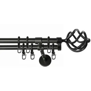 Vorhangstange , Schwarz , Metall , 160 cm , Heimtextilien, Vorhänge, Vorhangstangen, Vorhangstangenset