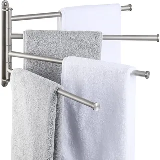KES Handtuchhalter Schwenkbar Handtuchstange 4 Armig Badetuchhalter Edelstahl SUS 304 Handtuch Halterung Bad 180° Drehung 40CM Wandmontage Gebürstet, A2103S4L40-2
