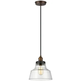 Elstead Lighting Hängeleuchte , Zinkfarben, Messingfarben , Metall, Glas , 30.1 cm , Grüner Punkt, RoHS , Lampen & Leuchten, Leuchtenserien
