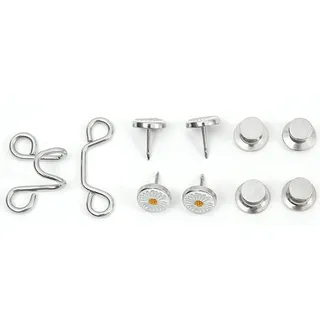 Knopfnadeln, nagelfrei, abnehmbar, verstellbar, Jean-Taille, Metallstil, Artefakt, Silber