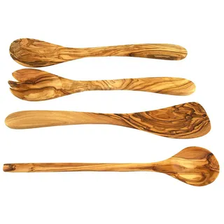 Kochbesteck-Set OLIVENHOLZ-ERLEBEN "aus naturbelassenem Olivenholz", braun (holzfarben), Massivholz, Kochbesteck-Sets, Kochbesteck-Set, Schonend zu Pfannen & Töpfen, geschmacksneutral