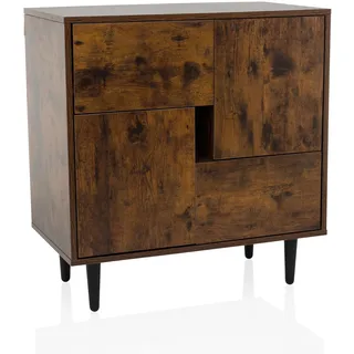 hjh LIVING Kommode mit Schubladen und Türen LYKKJA Aufbewahrungsschrank für Wohnzimmer Schlafzimmer Flur, 72x39,5x77 cm, Räuchereiche