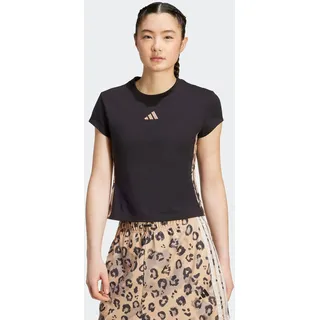 adidas Damen, Shirt Animal Print 3-Stripes, BLACK/MULTCO/WARSAN, XL
