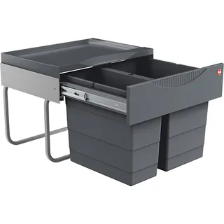 Hailo Tandem Abfallsammler 3644901 18+12 Liter für Schränke ab 50 cm - Dunkelgrau, Silber