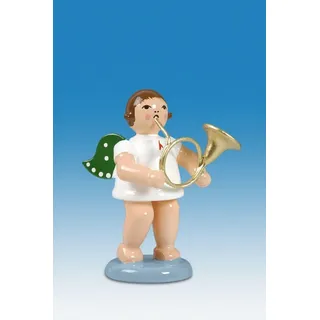 Engelmusikant Engel mit russ. Horn mit Krone Höhe ca 6 cm NEU Erzgebirge Holz