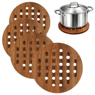 com-four® 4X Topfuntersetzer aus Akazienholz, langlebige Unterlagen | Pfannen - Auflaufformen und Teller - Holz-Untersetzer - Untersatz als Hitzeschutz