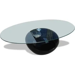 Couchtisch mit Ovaler Glasplatte Hochglanz Schwarz - Schwarz, Bunt