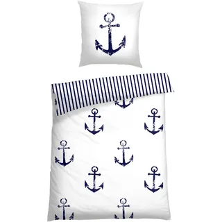 SCHIESSER Marina Gestreift Dunkelblau 135 x 200 cm + 80 x 80 cm
