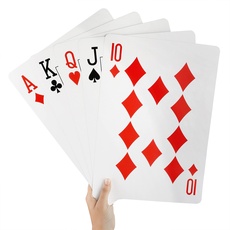 BELLE VOUS Jumbo Spielkarten mit Plastik Beschichtung – 37 x 26 cm Riesen Spielkarten Spiel Kartenset für Jedes Alter – Innen&Außen Plastik Spielkarten für Familie, Party, Pokerkarten, Spiele Karten