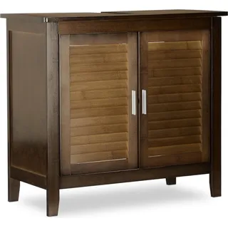 Relaxdays Waschbeckenunterschrank LAMELL, Badschrank aus Bambus, Waschbeckenschrank, HBT: 60 x 67 x 30 cm