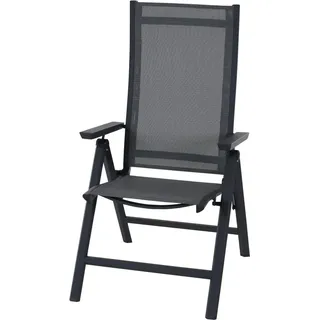 Siena Garden Klappstuhl Aluminium mit Armlehnen verstellbar Anthrazit/Matt
