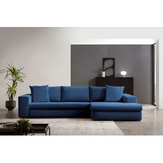 Home affaire Ecksofa »SLEETLAND XXL in Samtvelours oder Vintage-Leder-Optik, L-Form,« besonders groß und bequem, blau
