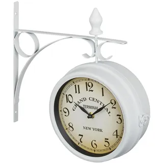 Relaxdays Bahnhofsuhr 37,9 cm 34 x 35 x 10 cm weiß