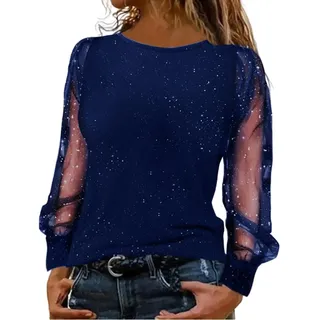 TBloevwlh Pailletten Oberteil Damen Glitzer Shirt Festliche Blusen Schwarz Elegant Sexy Silvester Outfit Modern Casual Mit Oberteile Herbst Winter Große Größen Langarm Tunika
