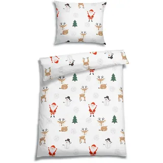 Florella Bettwäsche , Weiß , Textil , Weihnachten , 140x200 cm , pflegeleicht, atmungsaktiv, hautfreundlich, angenehm wärmend, schadstoffgeprüft , Heimtextilien, Bettwäsche & Leintücher, Bettwäsche, Flanell-Bettwäsche