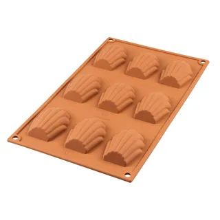 silikomart | SF032 Silikonform für MADELEINE Monoportionen, antihaftbeschichtet, 9 Monoportionen, Packung mit 1 Kuchenform, 68 x 45 mm, h 17 mm, Made in Italy
