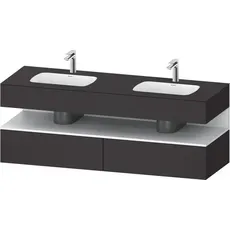 Duravit Qatego Einbauwaschtisch mit Konsolenwaschtischunterbau, 1600x550x600mm, Nische Weiß Matt, Doppelwaschtisch, QA4797018, Farbe: Graphit Supermatt/mit Nischenbeleuchtung