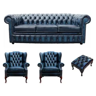 Sofagarnitur Chesterfield Design Set Polster Couch Garnituren Leder Textil #456