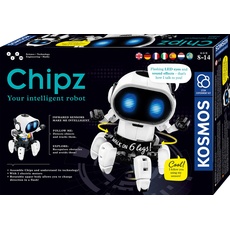 KOSMOS 617127 Chipz - Dein intelligenter Roboter, mit mehrsprachiger Anleitung, für Kinder ab 8-14 Jahre, folgt Bewegungen, weicht Hindernissen aus, Licht- und Soundeffekte, Roboter-Spielzeug